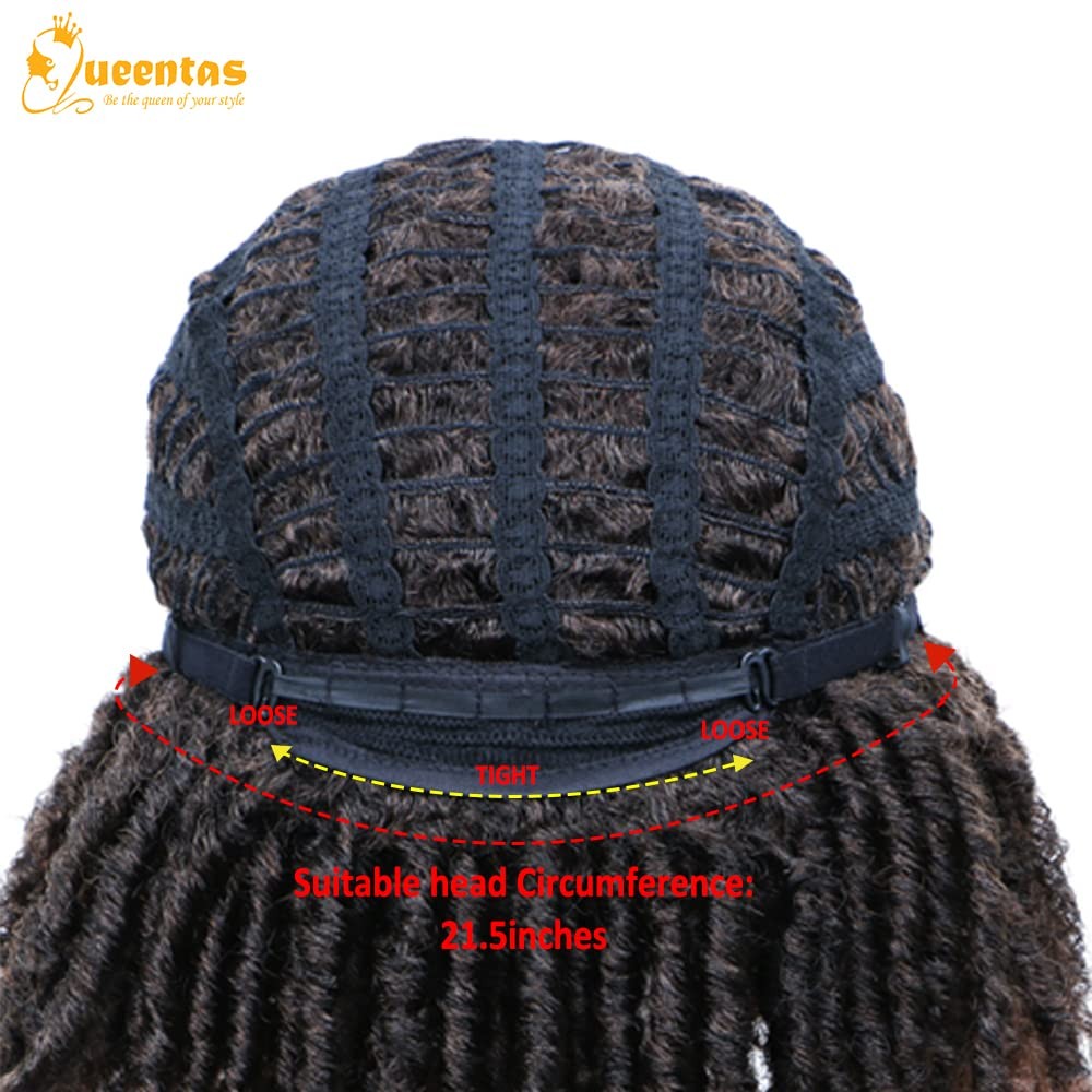 QUEENTAS Dreadlock Wigs for Black Women and Men Short Curly 12 Inch,