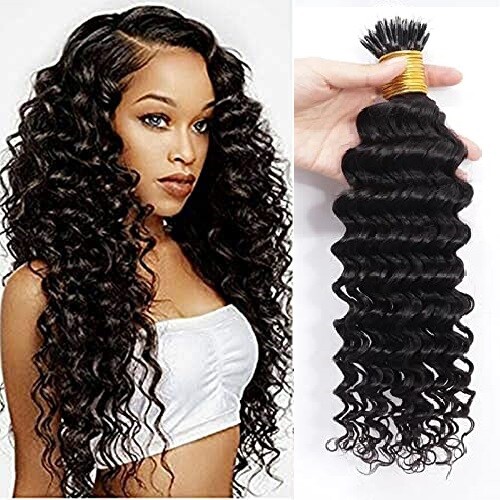 Deep Curly Nano Ring I Tip Human Hair extension Loose Curly Micro Link Hair 100g