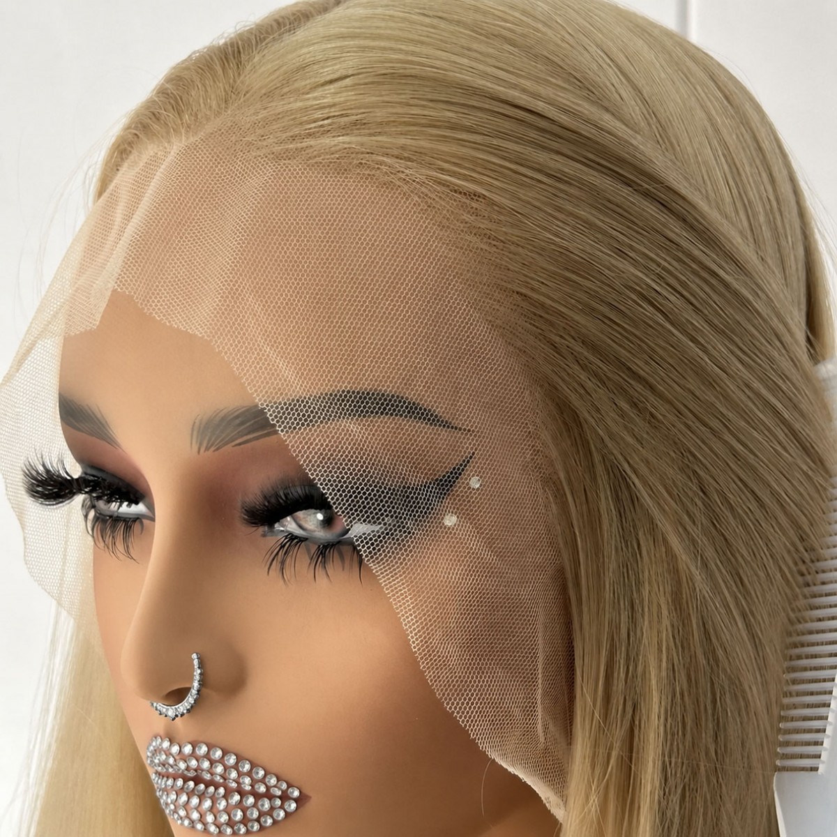 Soft Long Straight Ash Blonde Heat Resistant Hair Lace Front Wigs