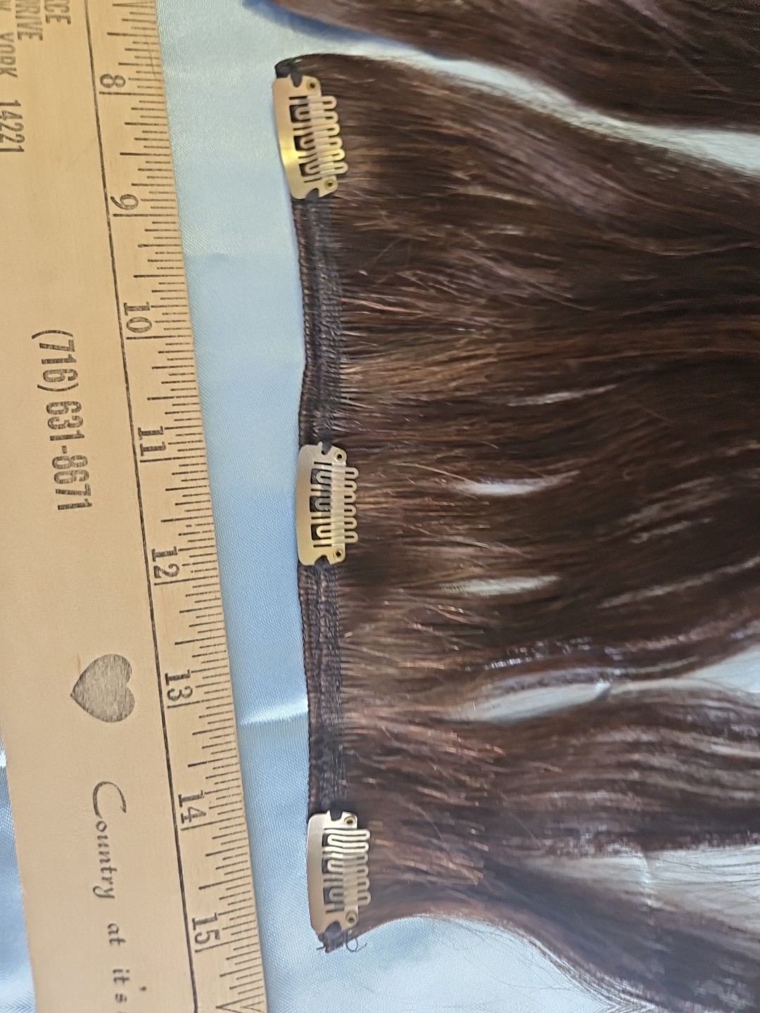 Remy Human Hair Filler Extensions Hair clips, full Set Of 12 Drk Brunette