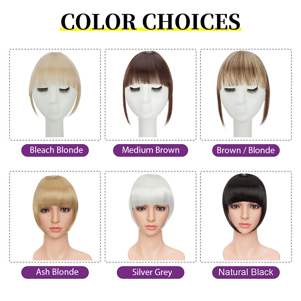 Highlight Bangs Clip in on Hair Extensions Thick/Thin Fringe As Human Hairpiece