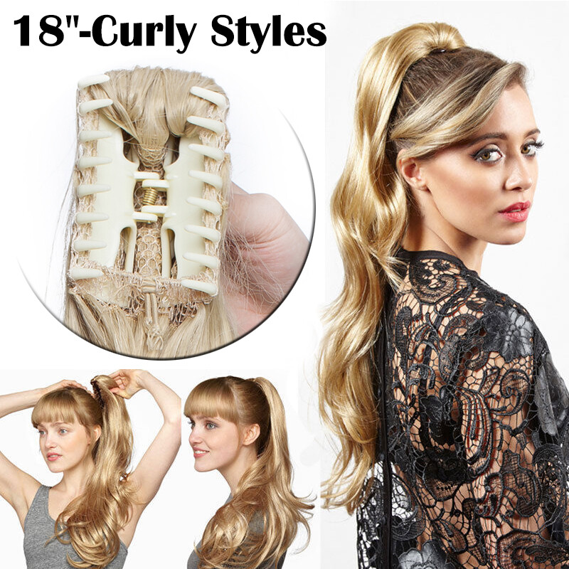 100% New Real Clip In As Human Hair Extensions Ponytail Jaw Claw Hairpeices KA35