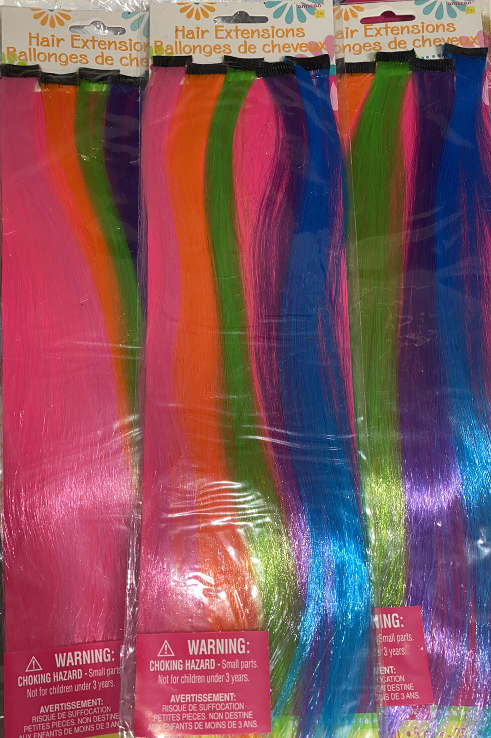 Colored Hair Extensions Clip In Rainbow Clip in Hair Multi colors 3-packs