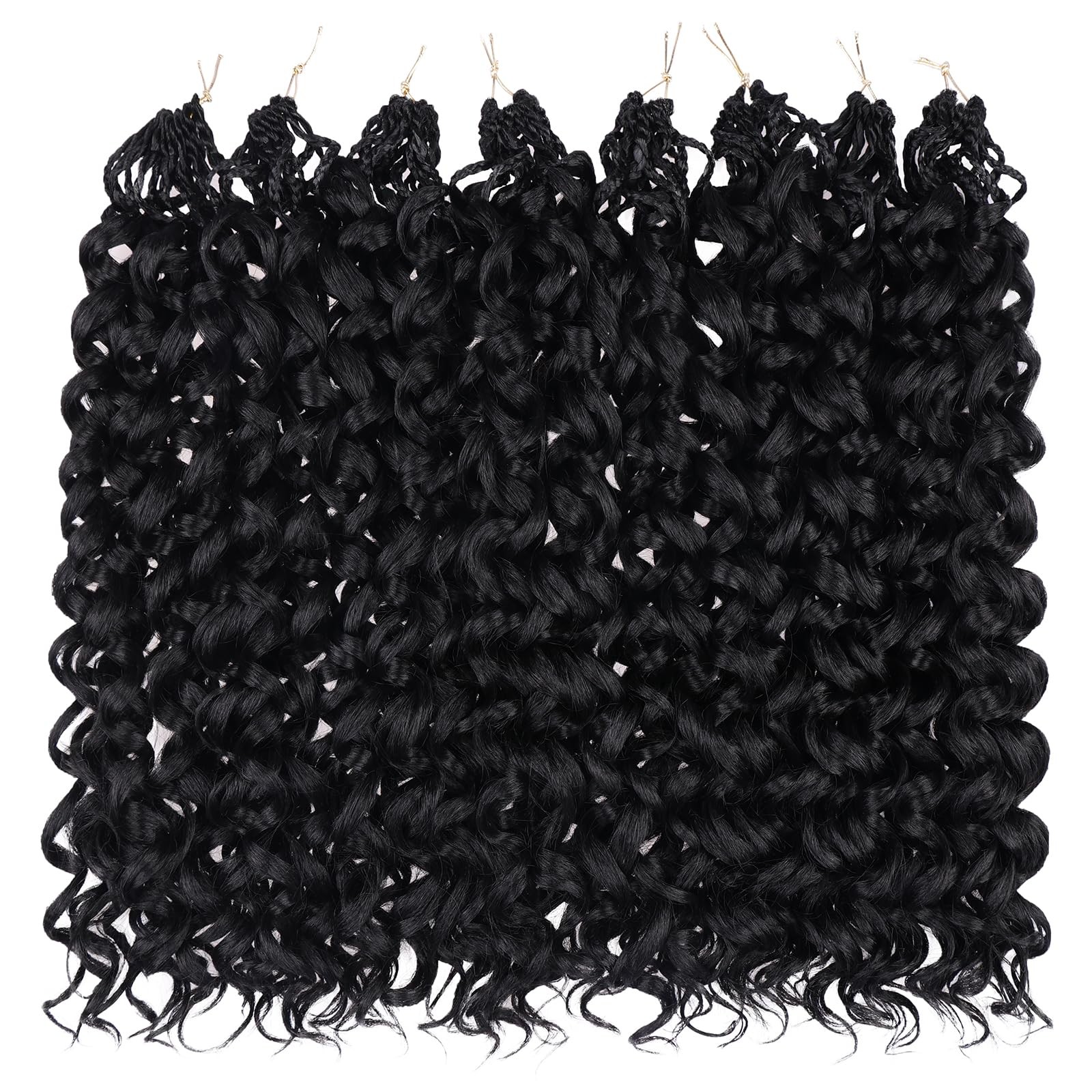 Gogo Curl Crochet Hair 12 Inch 8 Packs Black Ocean Wave Crochet Hair Pre Loop…