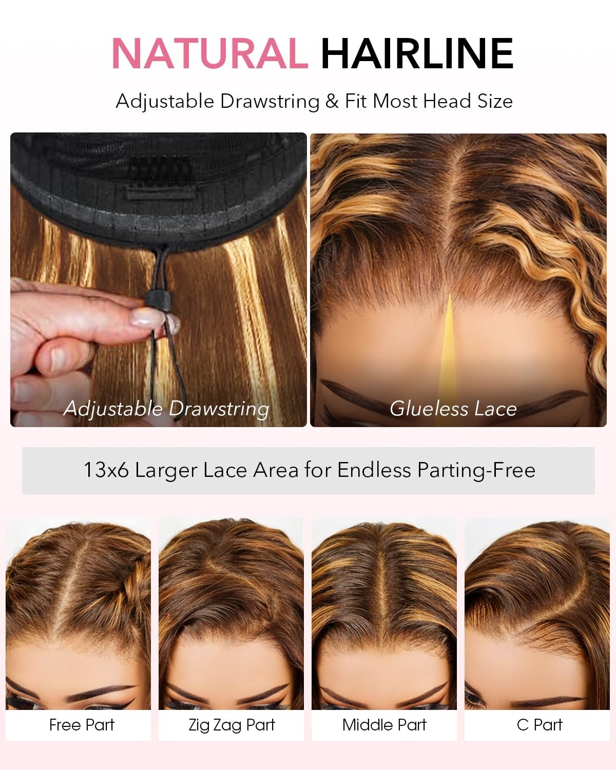 Pull Go Full 13×6 Deep Wave 4/27 Highlight Ombre Lace Front Wig Human Hair 21…
