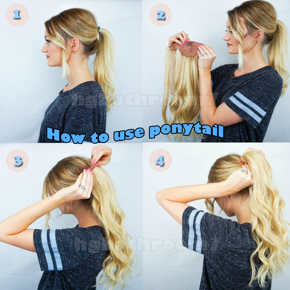 FULL Soft 100% Human Hair Ponytail Clip In Remy Wrap Pony Tail Extensions Thick