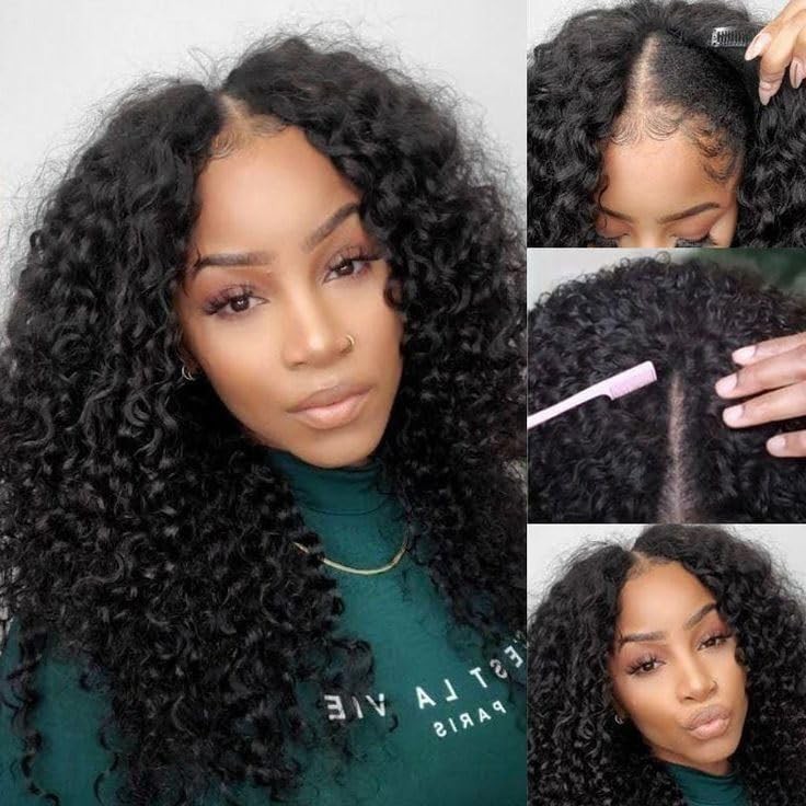 V Part Wig Human Hair No Leave Out Upgrade Curly V Part Wig Human Hair Wig