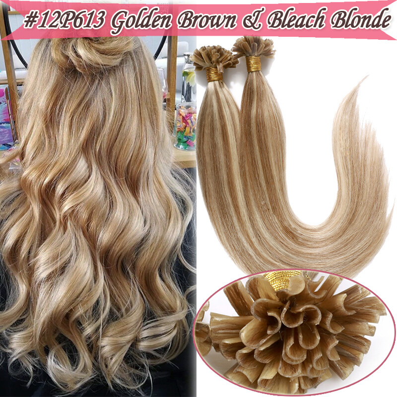 Nail U Tip Hair Extensions Real Remy Human Hair Thick 1g/s Glue Fusion Keratin