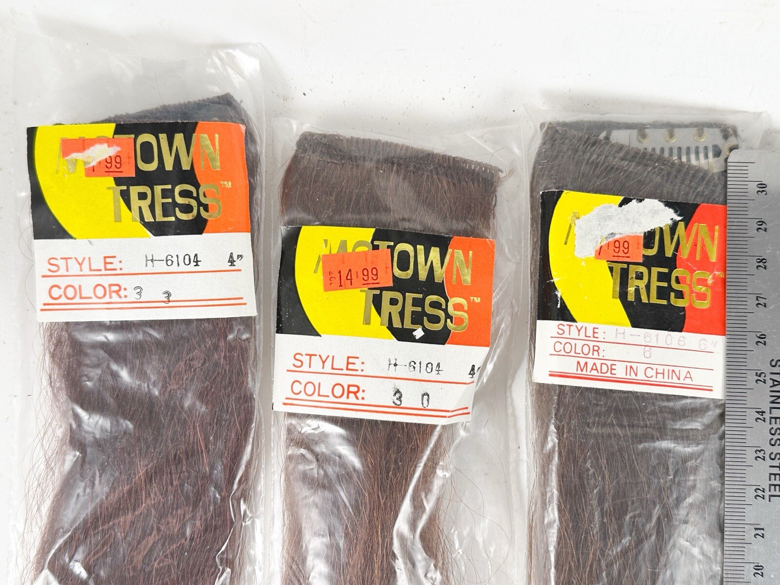 NOS Vintage Motown Tress 4” And 6” Wide Weave 1980’s 1990’s Mixed Colors