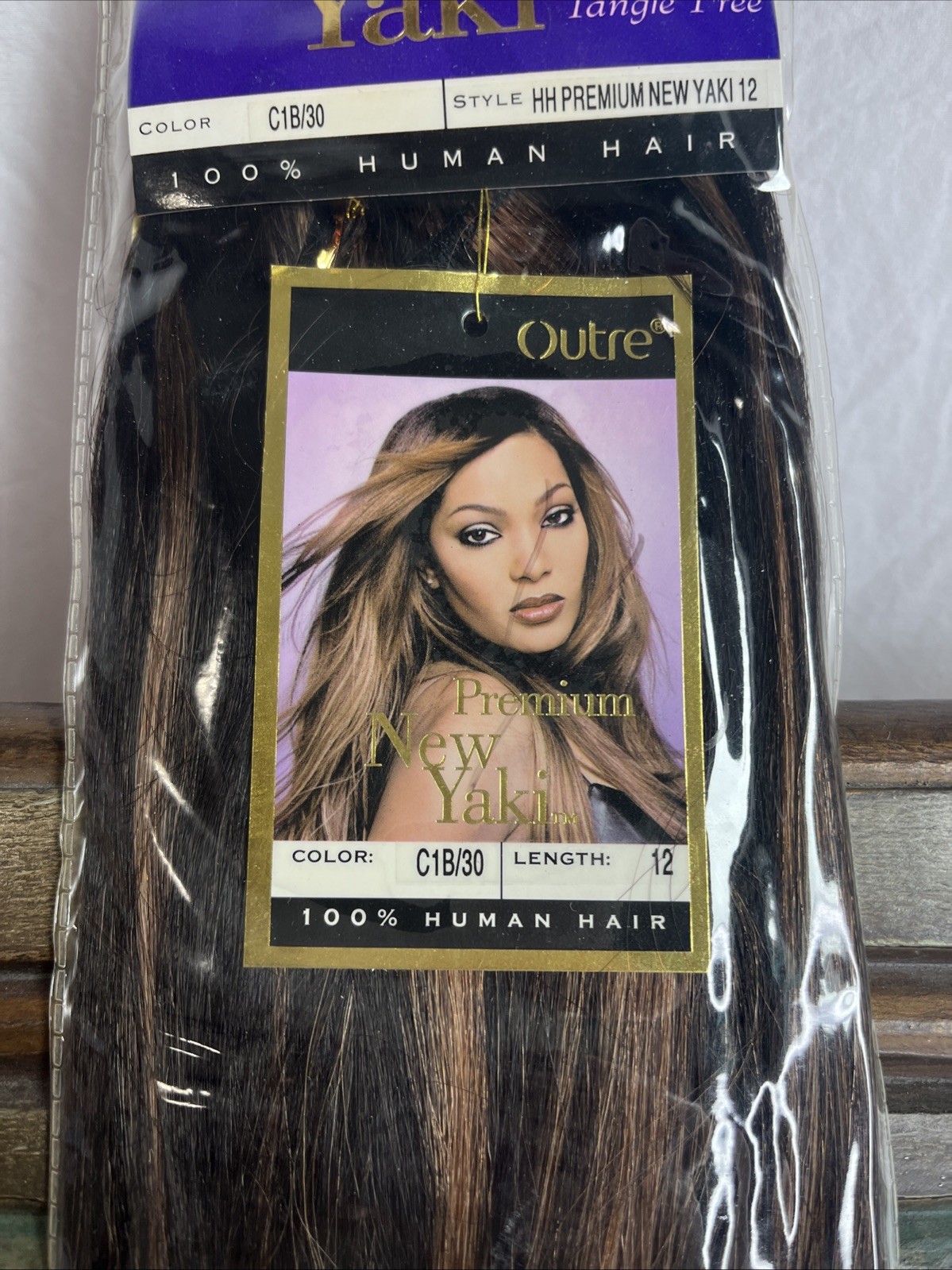 New Yaki Brown 12” Straight 100% Human Hair Extensions Color:C1B/30 (k5)