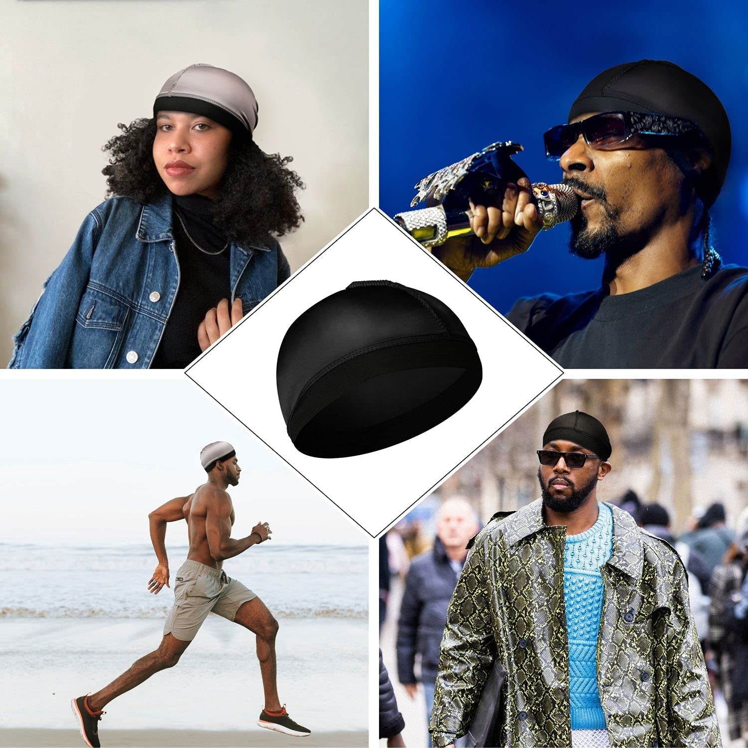 4 Pcs Silk Wave Cap Compression Over Silky Durag Stocking Wave Caps for Men