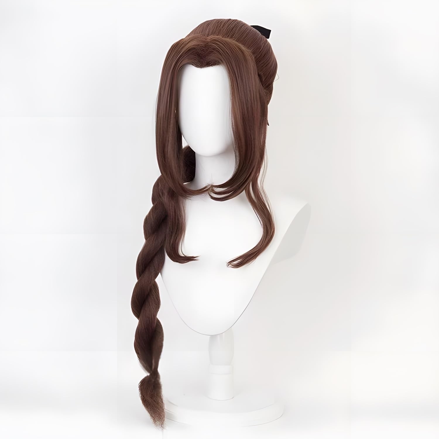 Natural Brown Long Braided Wig with Curtain Bangs Full Cap Cosplay Wig for Wo…