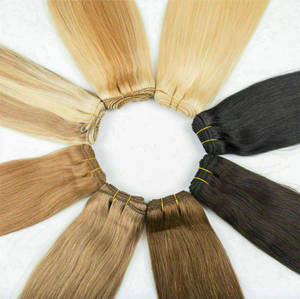 Double Weft Sew in Hair Extensions Real Remy Human Hair Weft For Full Head 100gr