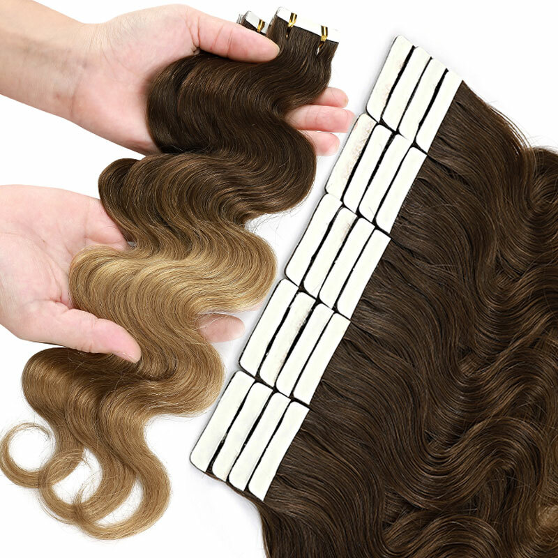 Tape in Hair Extensions 100% Remy Real Human Hair Skin Weft Black Brown Blonde S