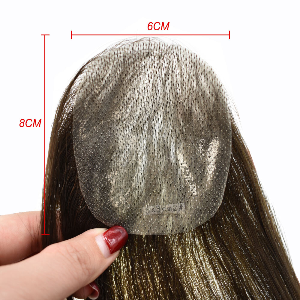 Invisible Women Topper Full Poly Human Hair Top Piece Skin Pu Toupee 6″-16″ US