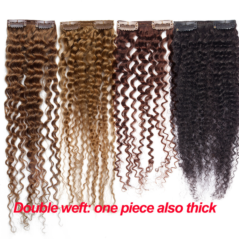 Big Thick Afro Kinky Curly Hair Clip In Human Hair Extensions Black Brown Blonde