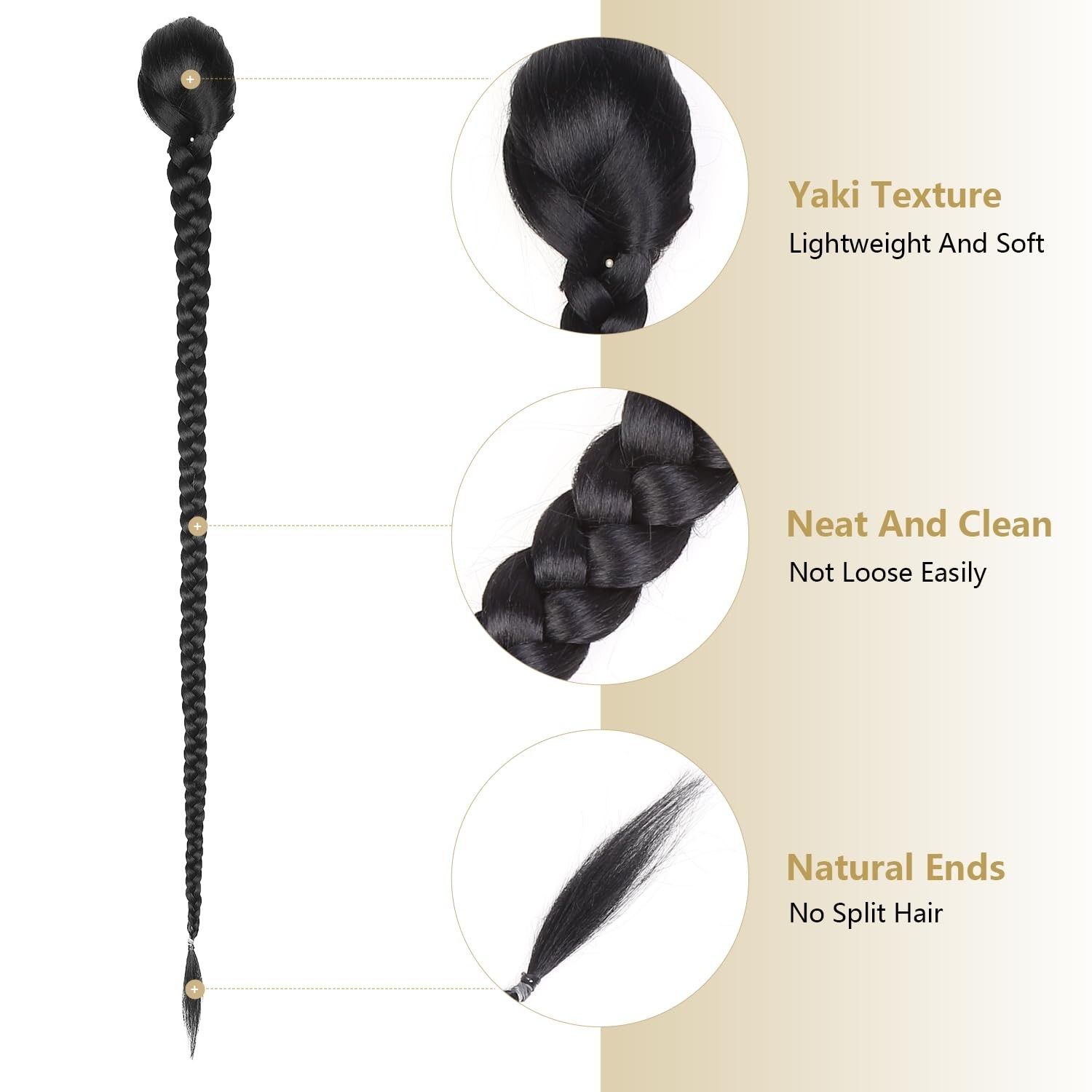 34″ Braided Ponytail Extension Drawstring Yaki Straight Synthetic Hairpiece