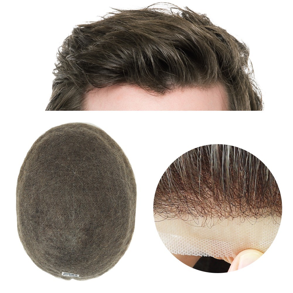 Mens Toupee Hair replacement Hairpiece for men Full French lace Mens Hair system