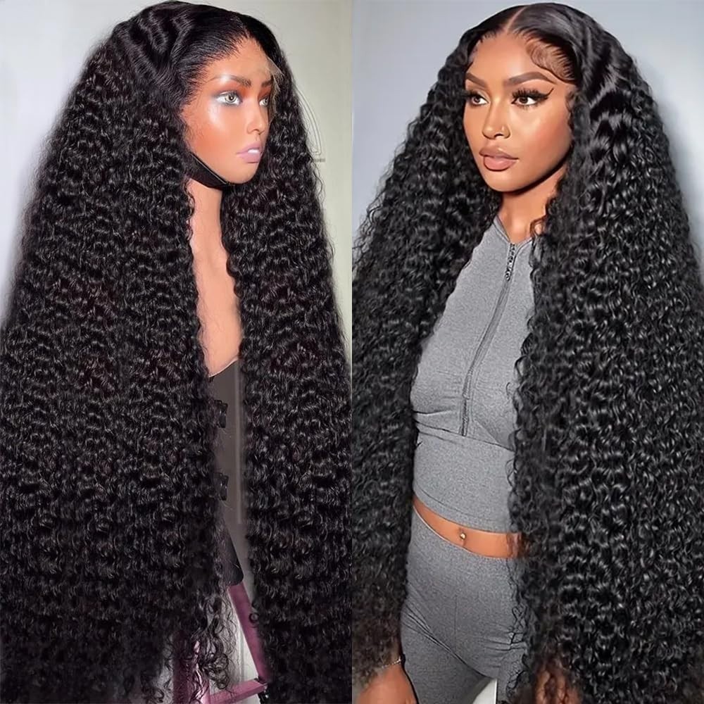 32″ 13×6 Deep Wave Lace Front Wig – 200% Density HD Human Hair, Pre-Plucked, Glu