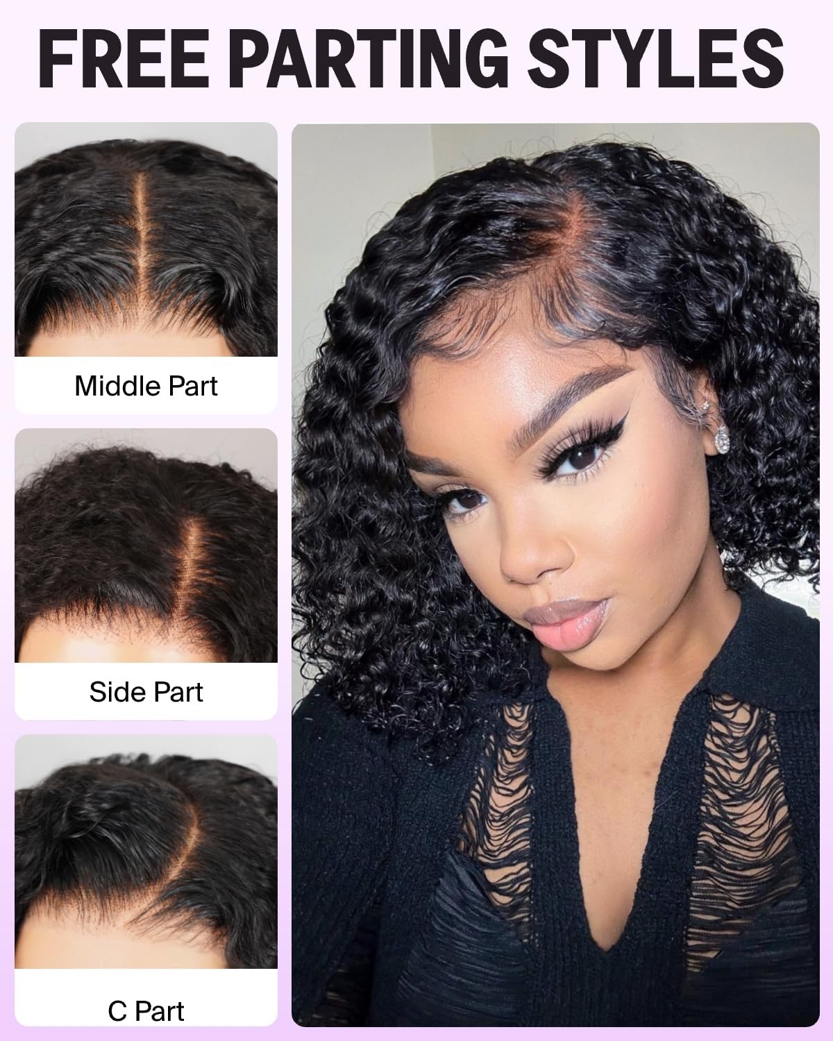 Megalook Hair 12A Bob Wig Human Hair Glueless Curly Bob Wig Human Hair Pre