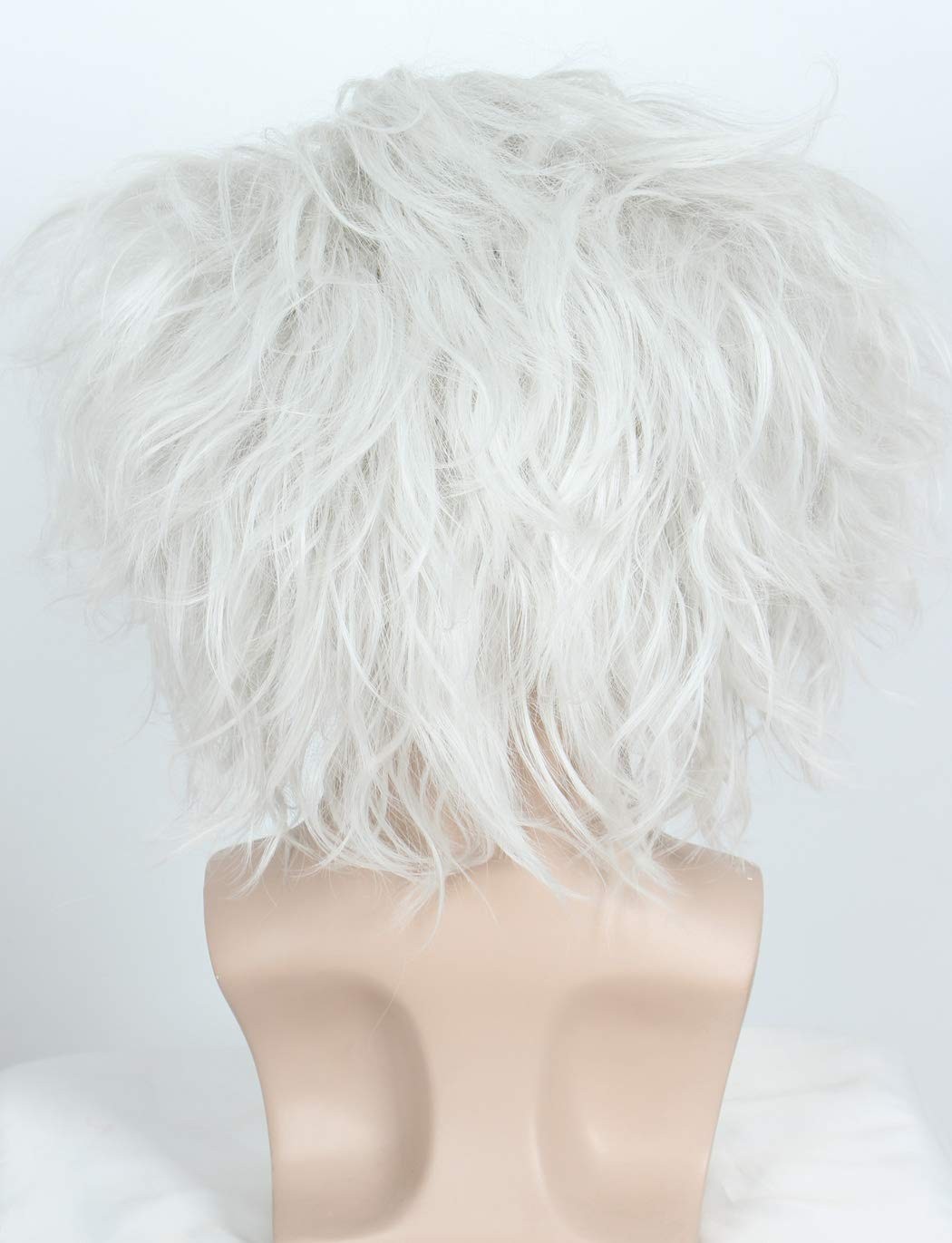 Unisex Short Bald Wig Halloween Costume Wig for Adult Silver