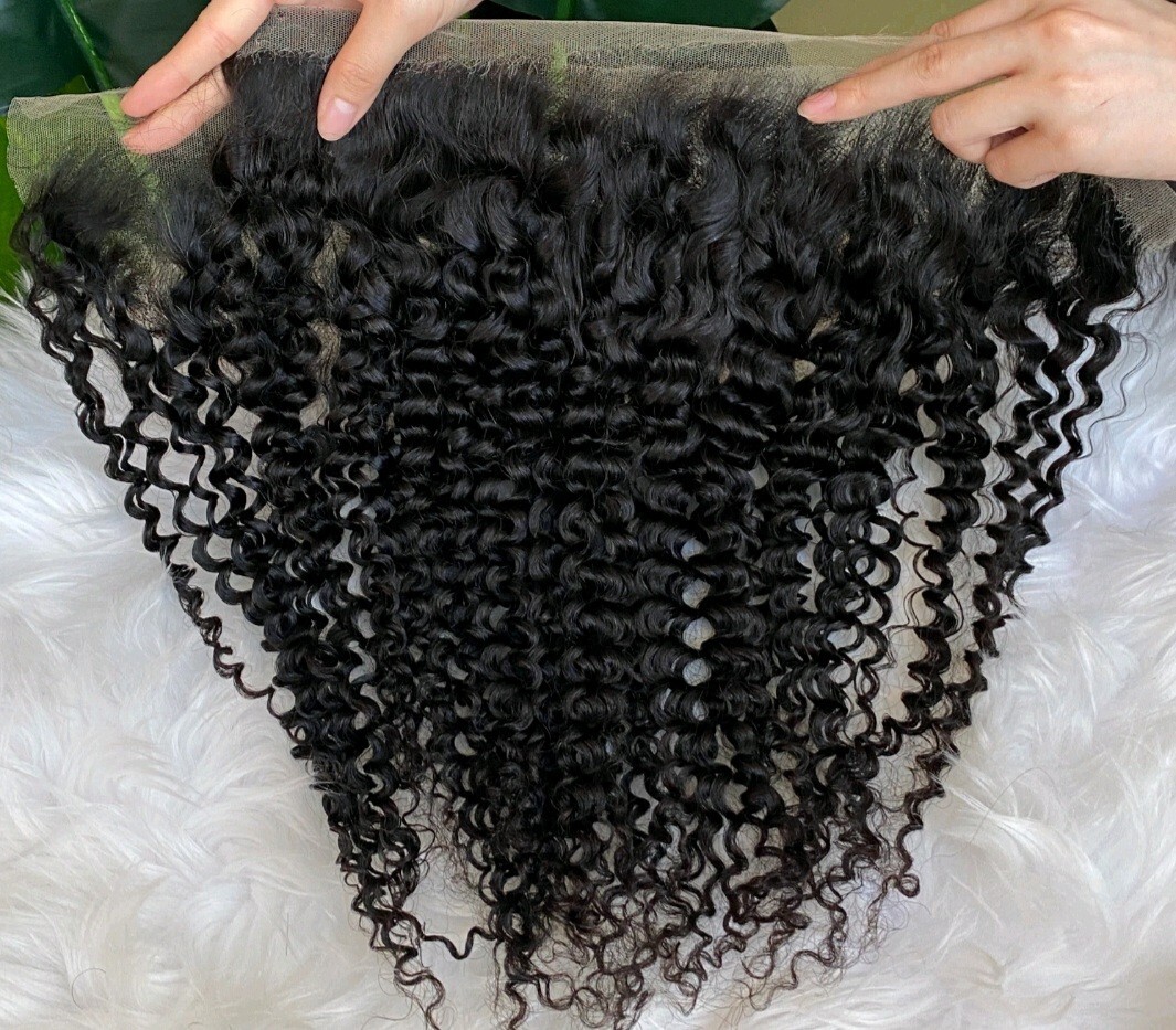 18INCH BRAZILIAN HD THIN LACE FRONTAL 13X4 EAR TO EAR DEEP CURLS COLOUR 1B# 90g