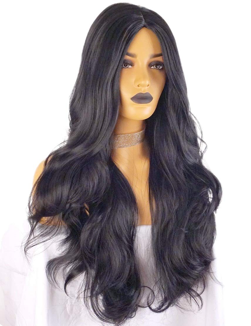 Long black straight Angel’s Desire wig Costume 30 in wig Wavy Curly 29.5 inch…