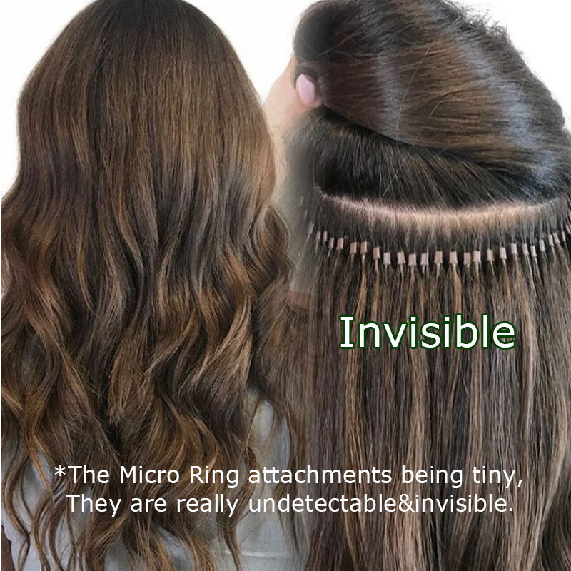 200G Russian Remy Micro Loop Rings Bead Human Hair Extensions Thick Full Head US