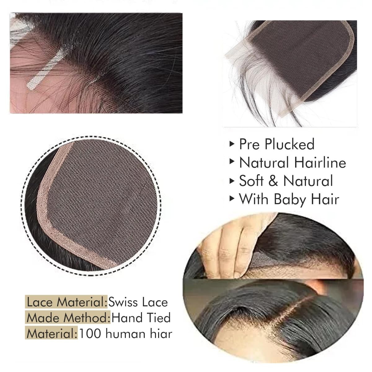 Versatile 4×4 HD Lace Hair Closure – 8 Inch Straight with Pre-Plucked Hairline