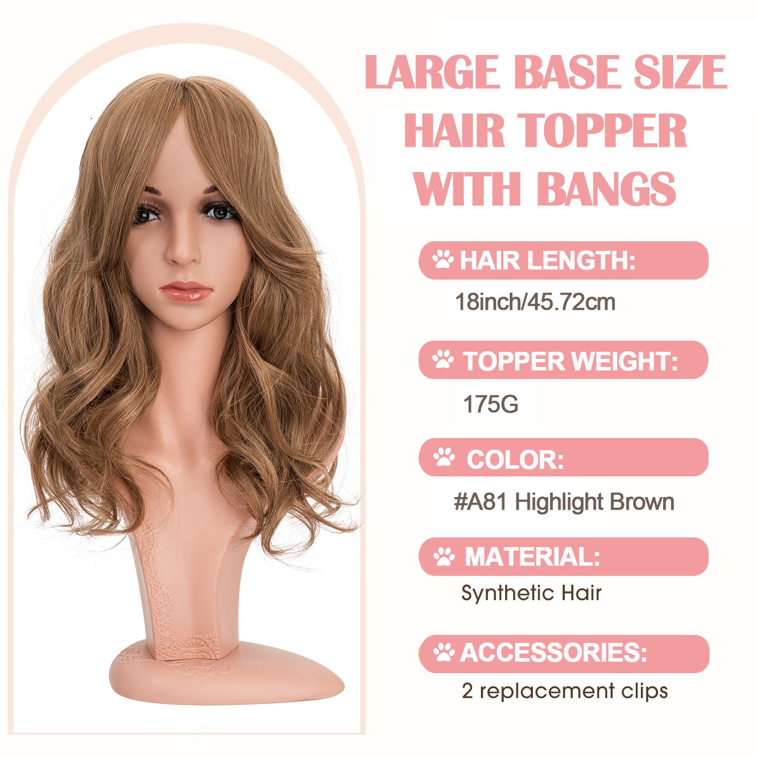 USA 6*6in Hair Topper Clip In Hair Extension with Bangs Lace Toupee Natural Hair