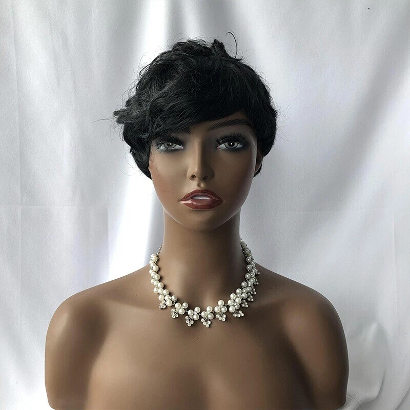 Short Black Curly Pixie Wigs Synthetic Natural Wavy Hair Wigs for Black Women US