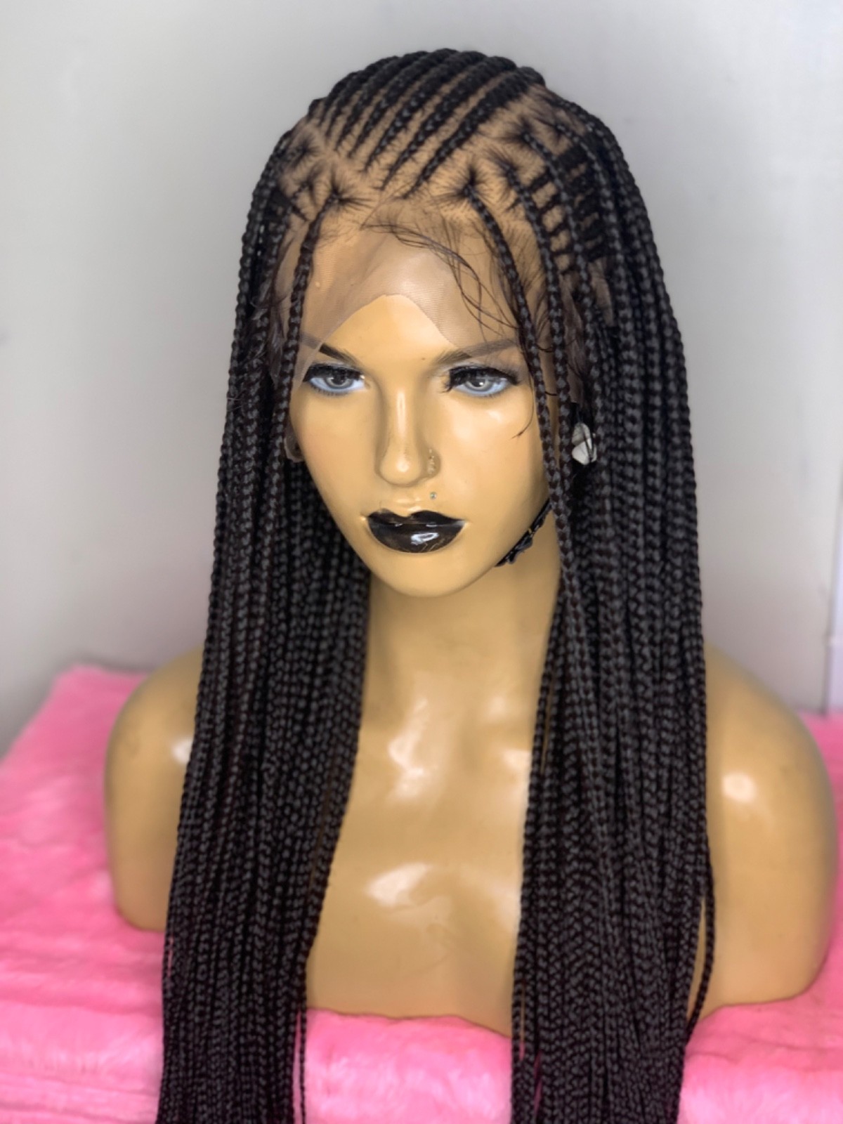 Preorder full lace braided wig, cornrows braids, flip over Fulani, long length