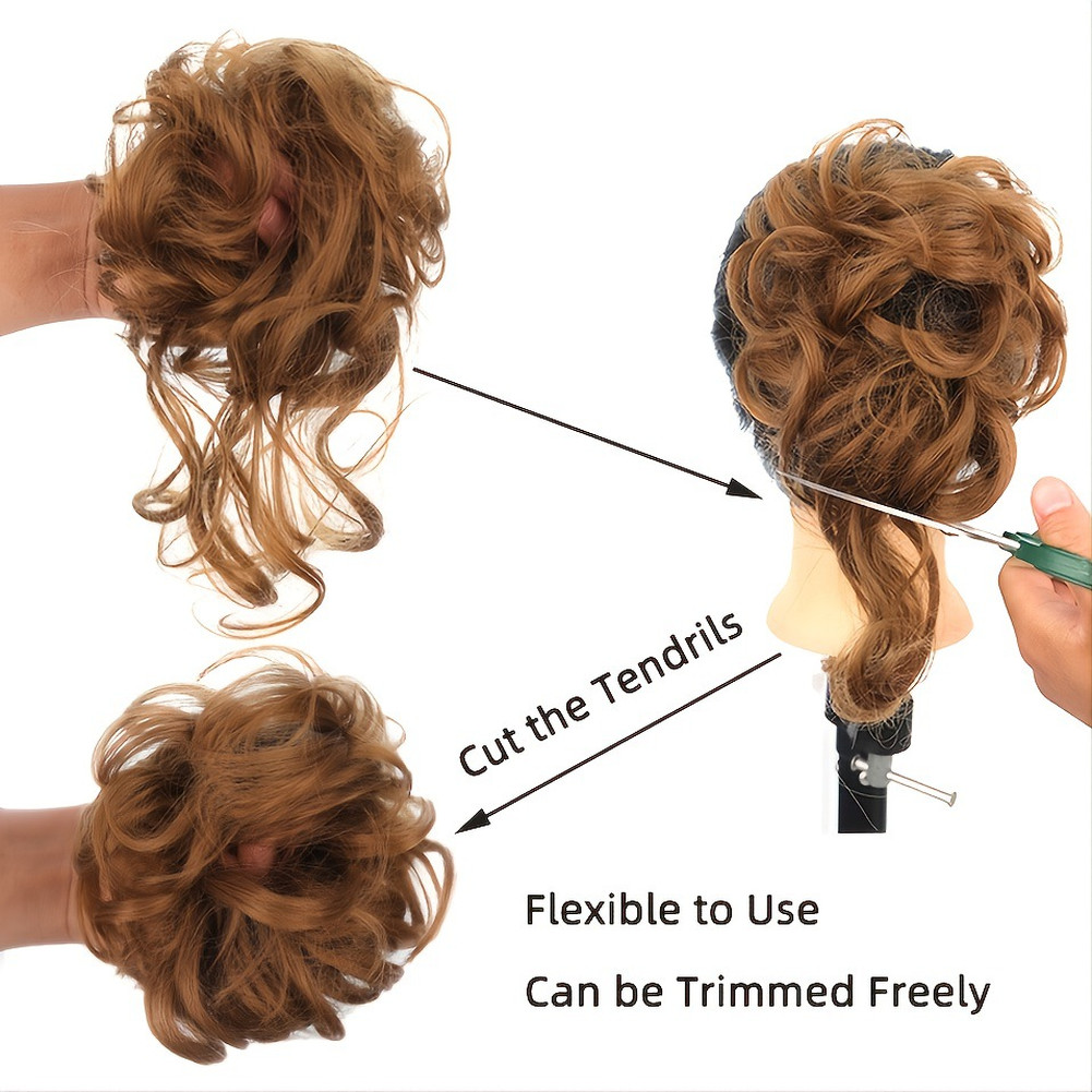 25cm Fluffy Hair Bun Hairpiece Made of Heat-Resistant High-Temp Silk Fibers