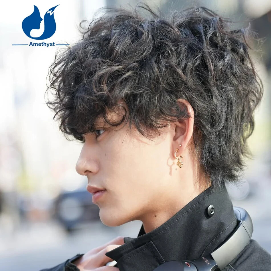 Natural Loose Curly Pixie Cut Wig for Men Human Hair Brazilian Remy Full Lace