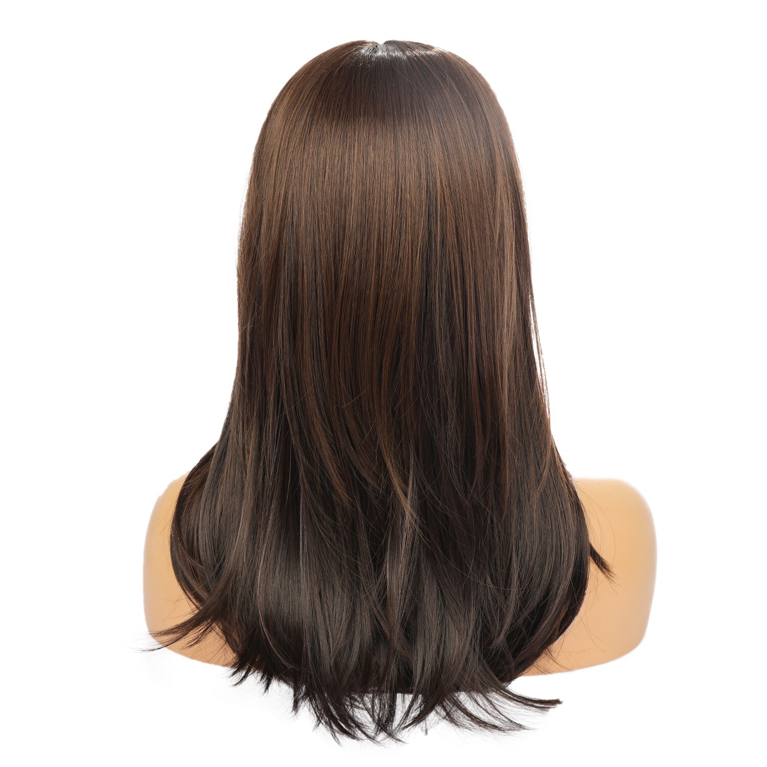 21.65in Brown High Temperature Fiber Hair Wigs With Bangs For Women 100% Density
