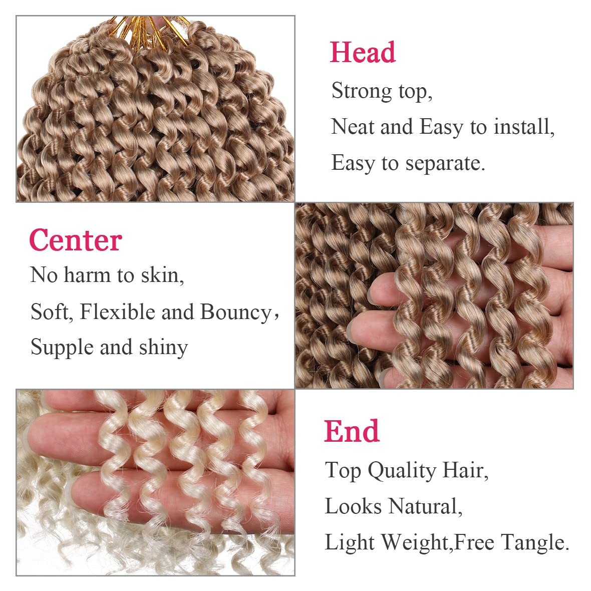 Leeven 7 Packs 12 Inch Passion Twist Hair Ombre Blonde Water Wave Crochet