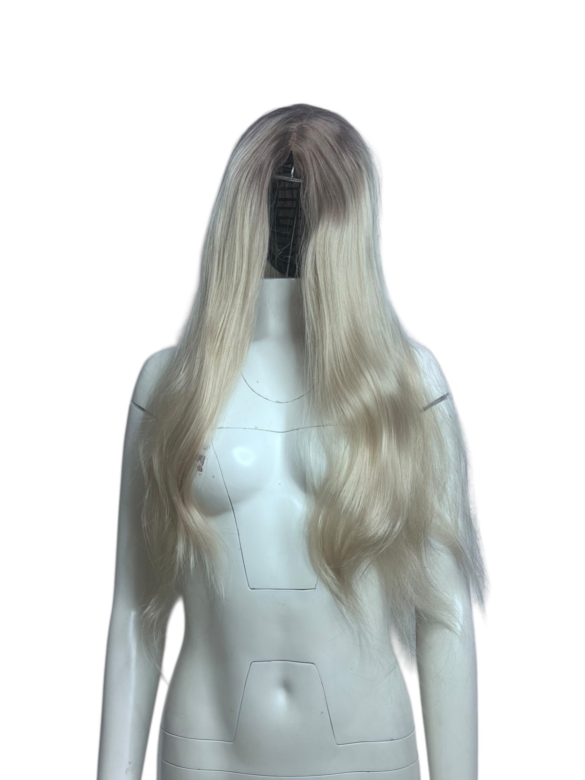 Blonde Ombre Long Synthetic Wig Brown Root Long Slight Wavy 30″