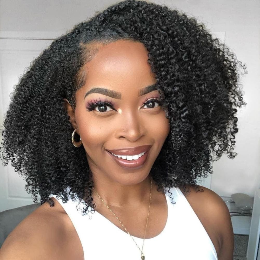 Curly Half Wig Human Hair 200 Density, Beginner-Friendly, Glueless 18″ Kinky Cur