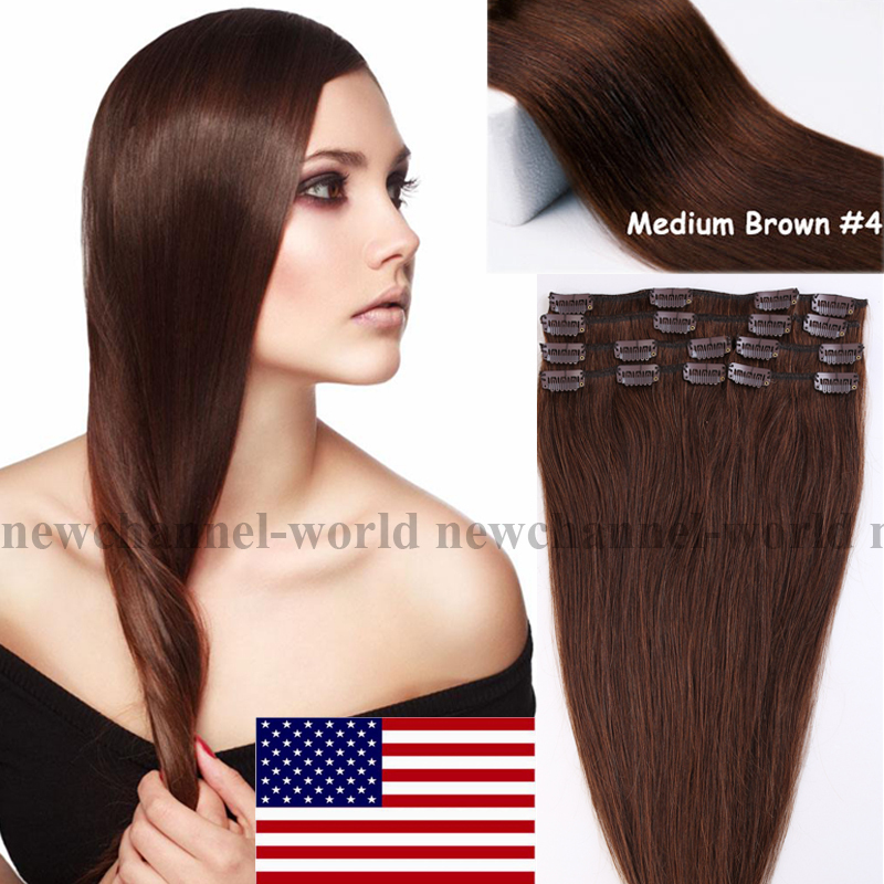 Silky Real Long Clip in Remy Human Hair Extensions Full Head 70-120g Blonde B341