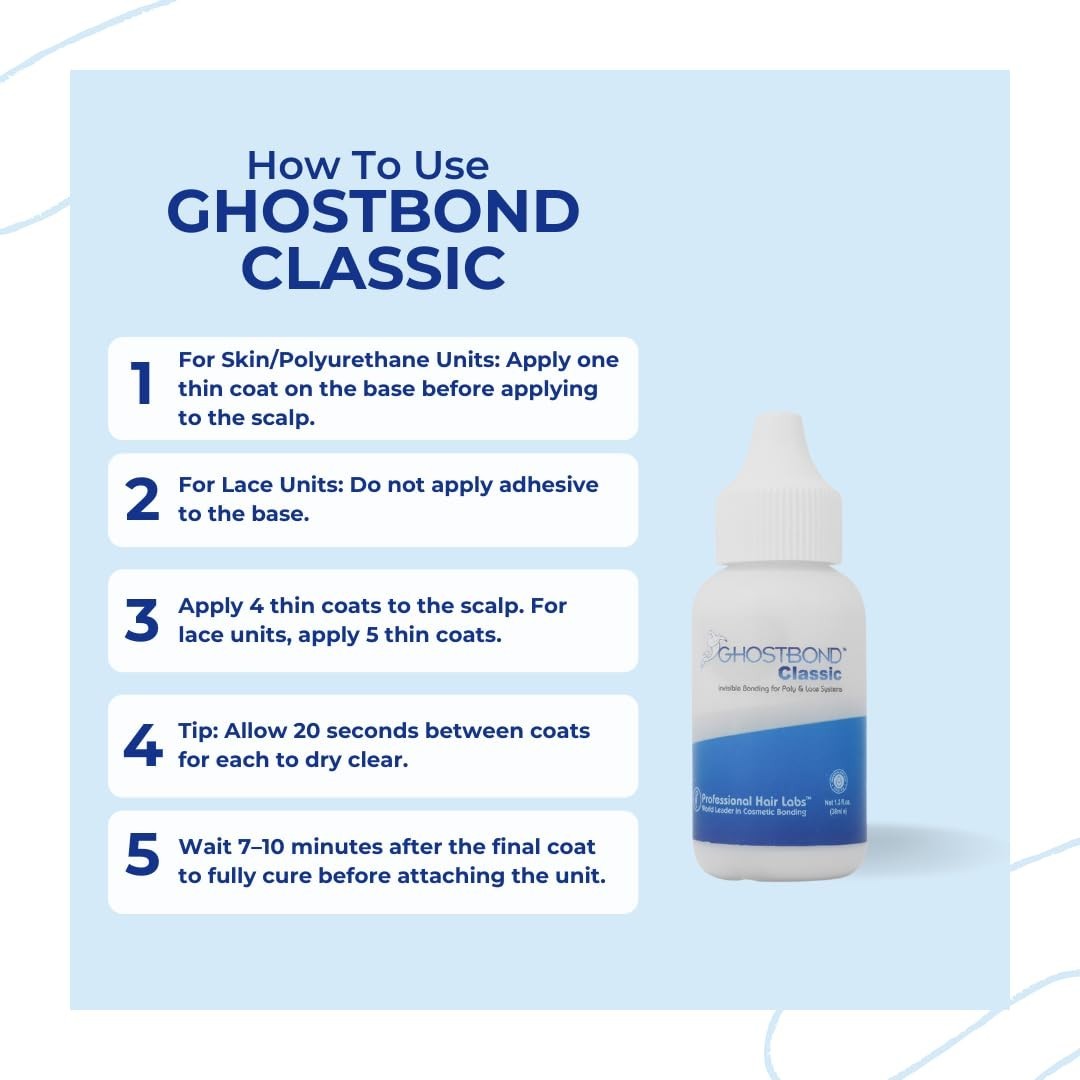 GHOSTBOND Classic Hair Replacement Adhesive 1.3oz – Invisible Wig Bonding Glu…