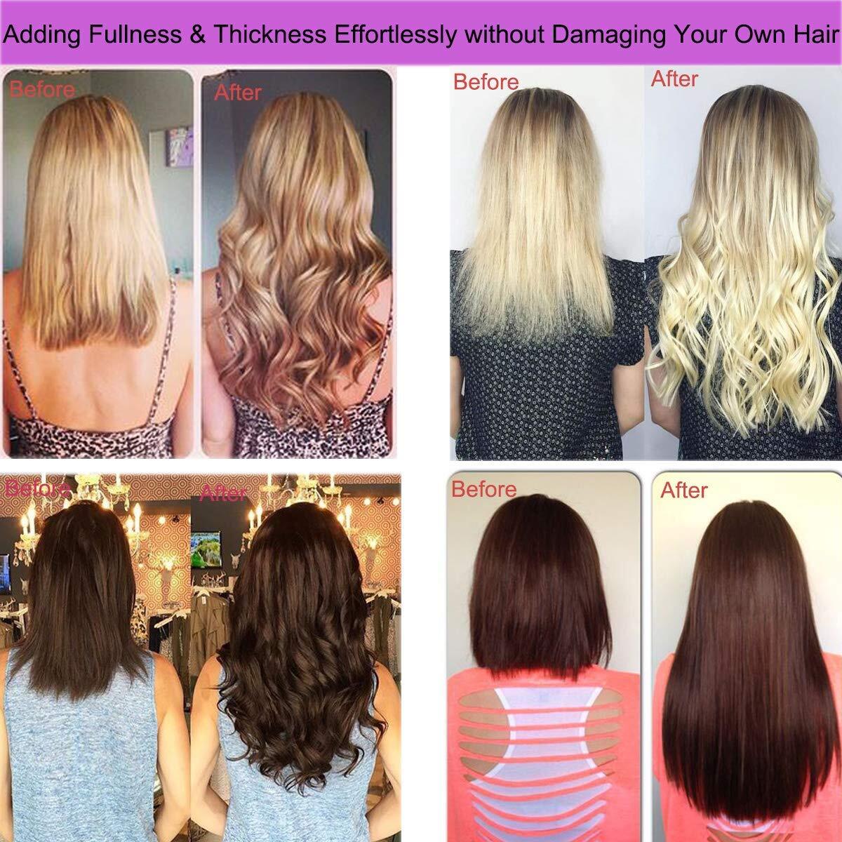 100% Real Soft Double Weft Clip In Remy Human Hair Extensions Full Head Thick US