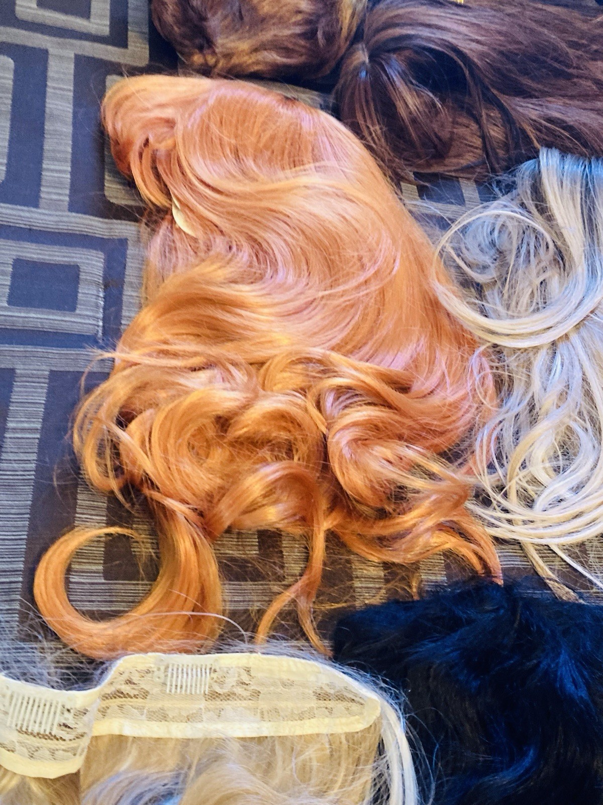 Bulk Lot 20+ Synthetic Hair Pieces Extensions Buns Braids Mixed Colors Cosplay