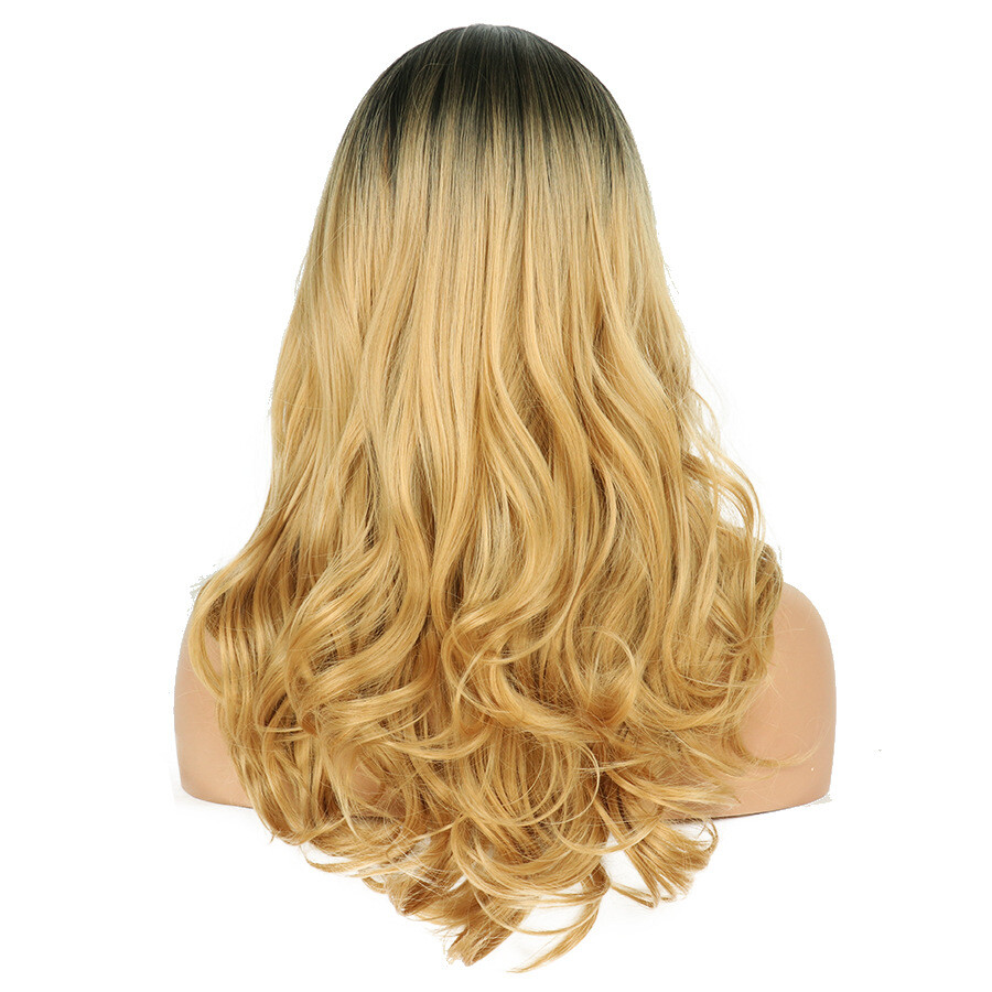 Wigs for woman Long Layered Wavy Curly Black Ombre Red Blonde Synthetic Hair