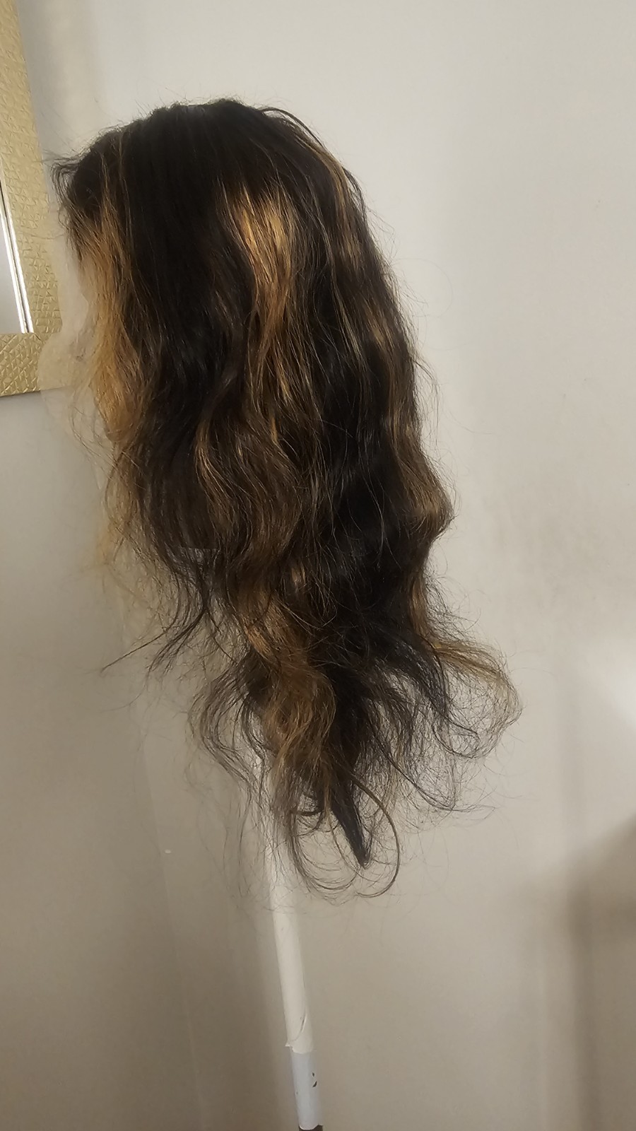 High Quality 24″ dark Brown With Ombre Highligh 100% Virgin Human Hair Lace Wig