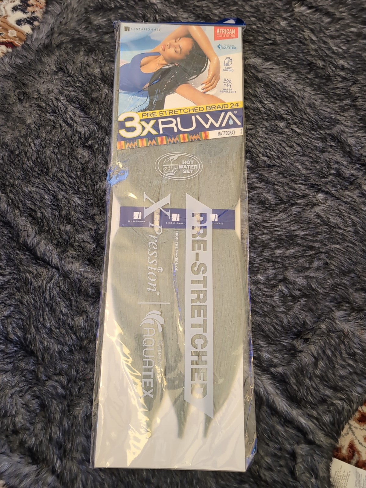 3X Ruwa Braid 24″ Sensationnel Xpression Pre-Stretched Hair Color Matte Grey