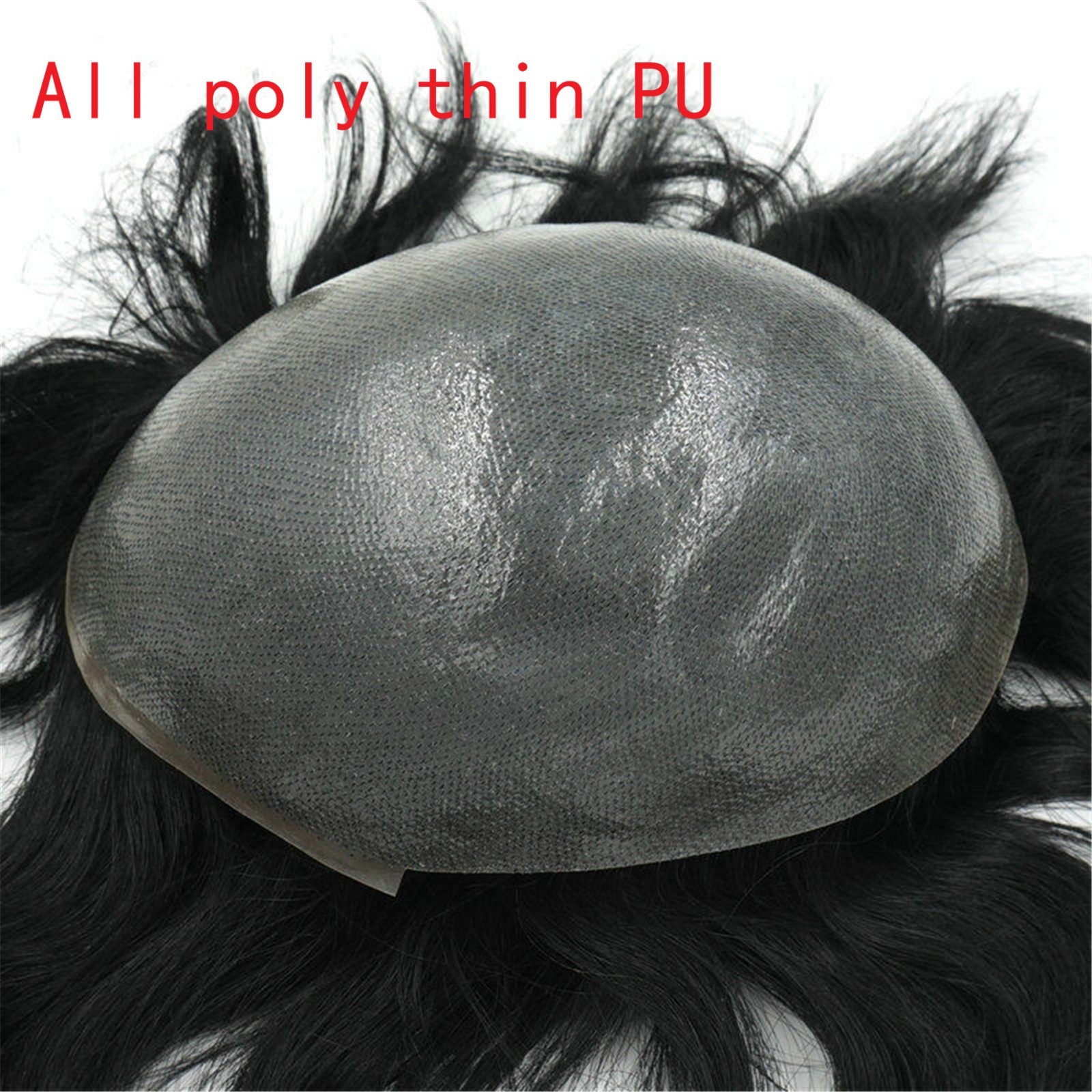 Mens Human Hair Replacement Hairpieces Toupee Poly Skin Lace Center Hair System
