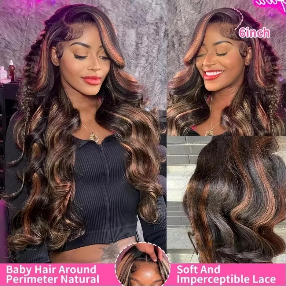 Highlight Body Wave HD Transparent Lace Wig Brazilian Human Hair Lace Front Wig