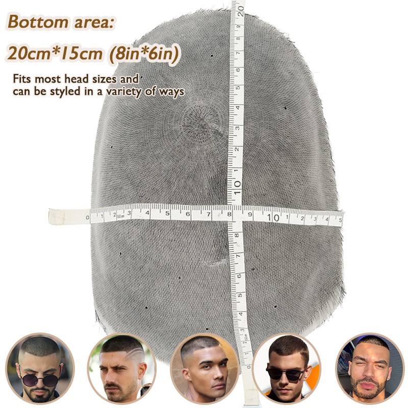 100% Human Hair Toupee for Men’s Short Buzz Cut Thin Skin PU Replacement System