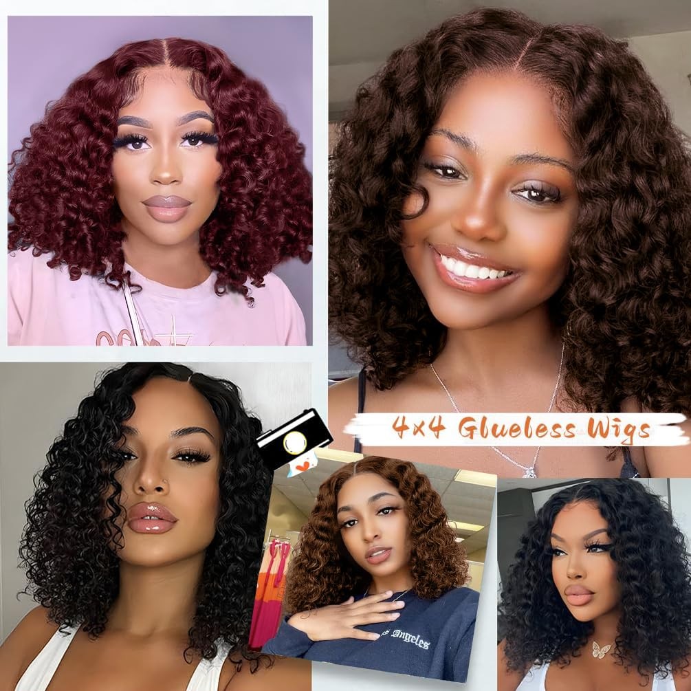 Hayahair Glueless Wigs Human Hair Pre Plucked Pre Cut Short Curly Deep Wave