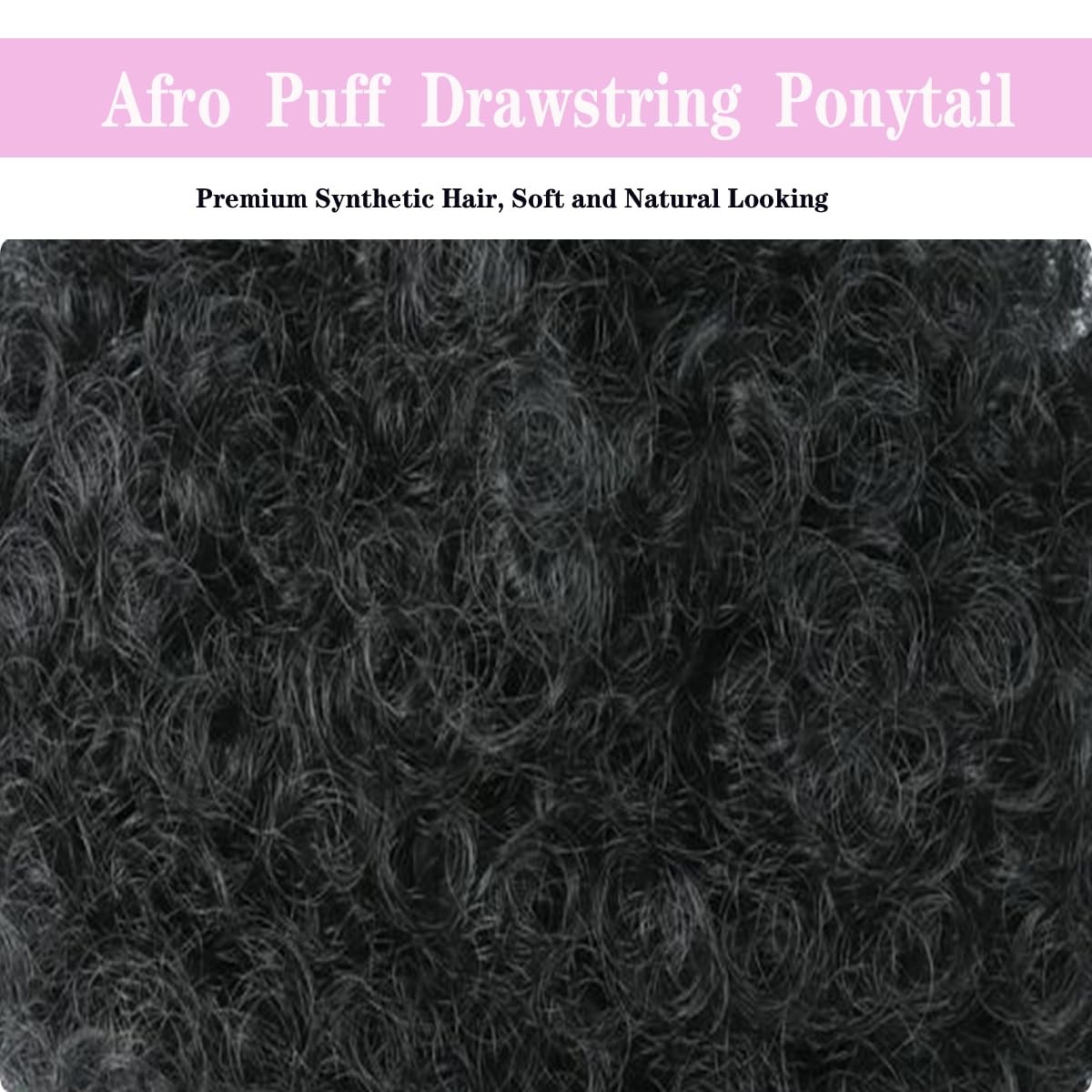 HEVAYO KISS Afro Puff Drawstring 8 Inch(Pack of 1), #1B Natural Black